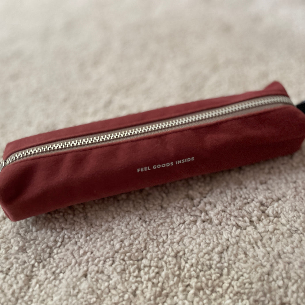 Pencil case - small - fabric - red/hazel