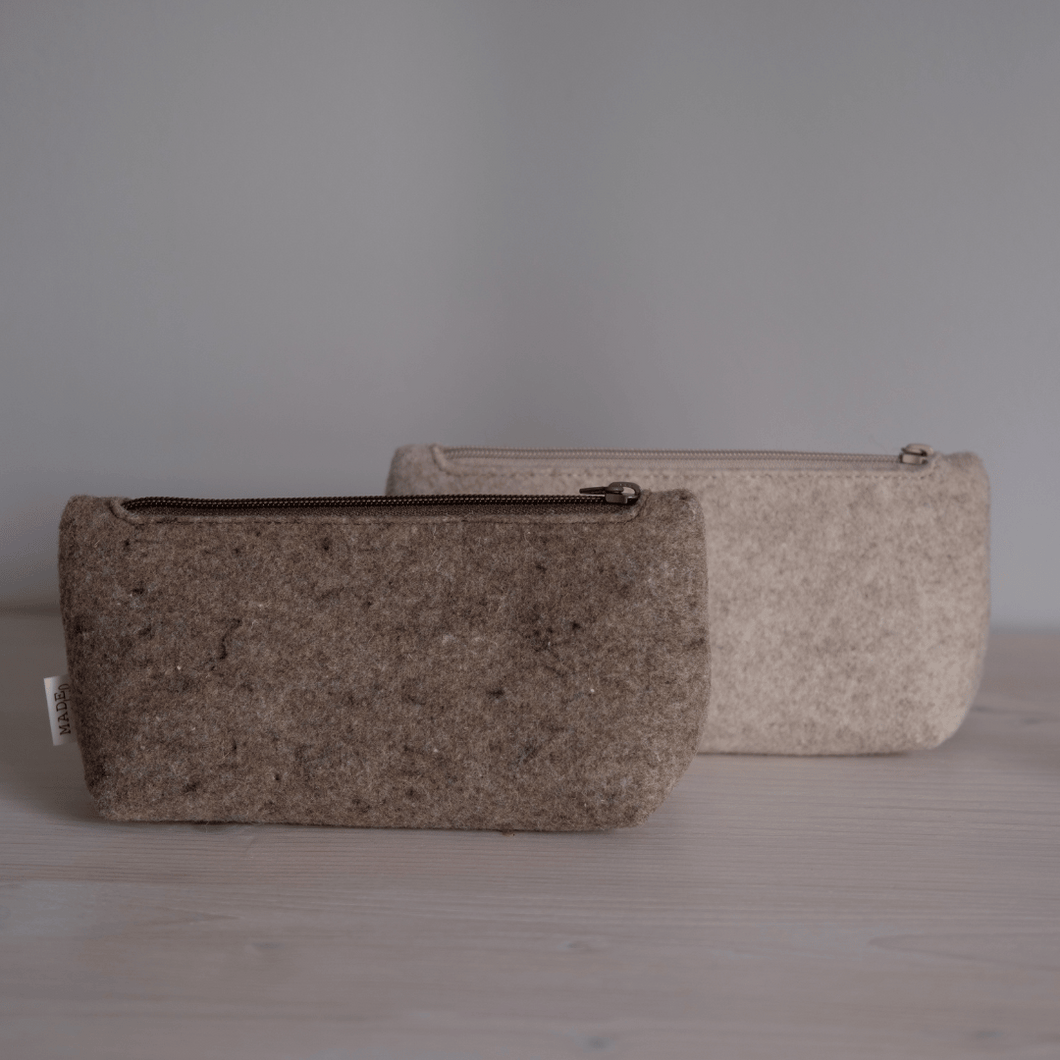 Pencil case recycled wool felt - taupe