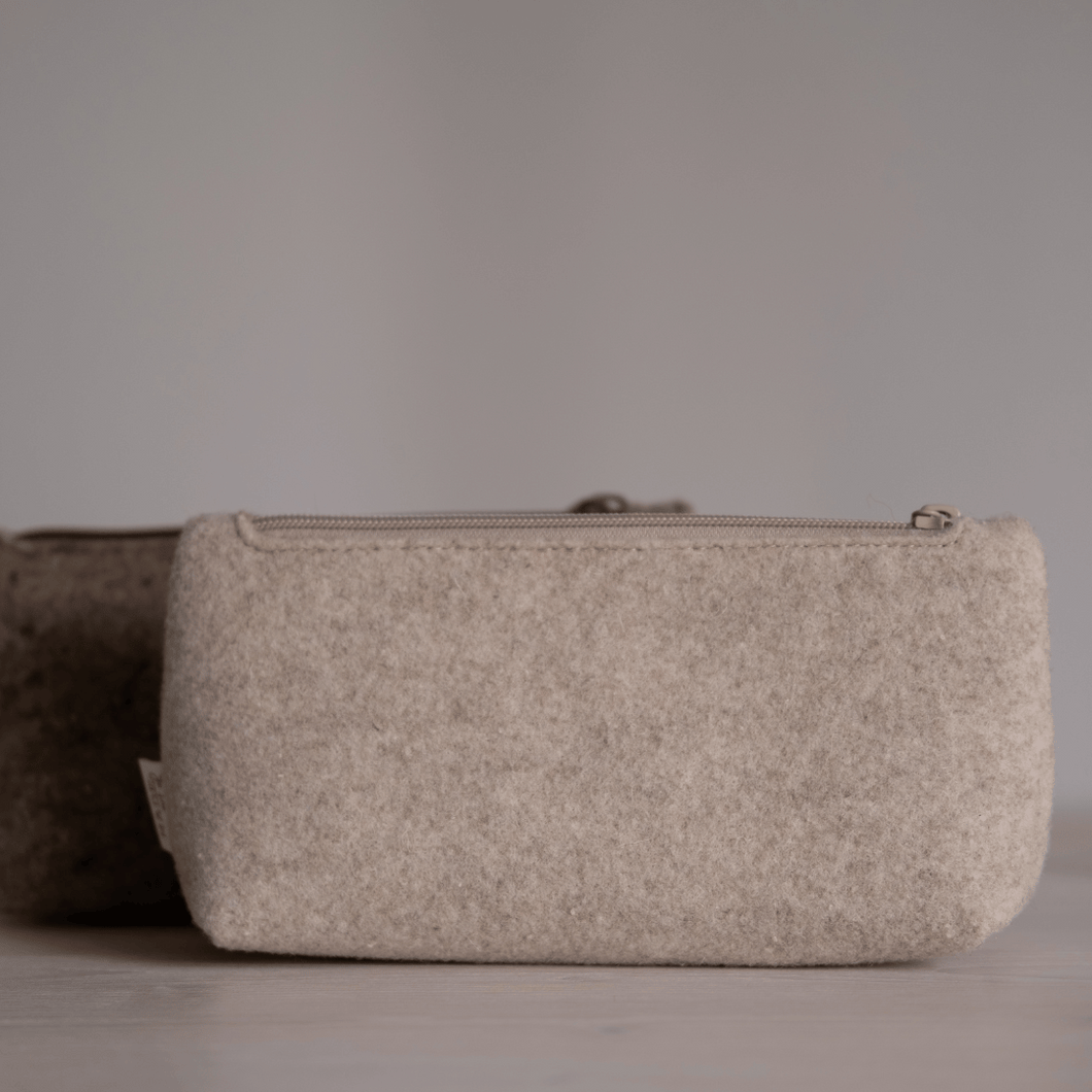 Pencil case recycled wool felt - beige